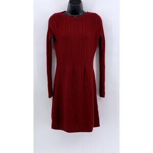THE LIMITED Women's Red Knit Crewneck Long Sleeve Dress SZ S